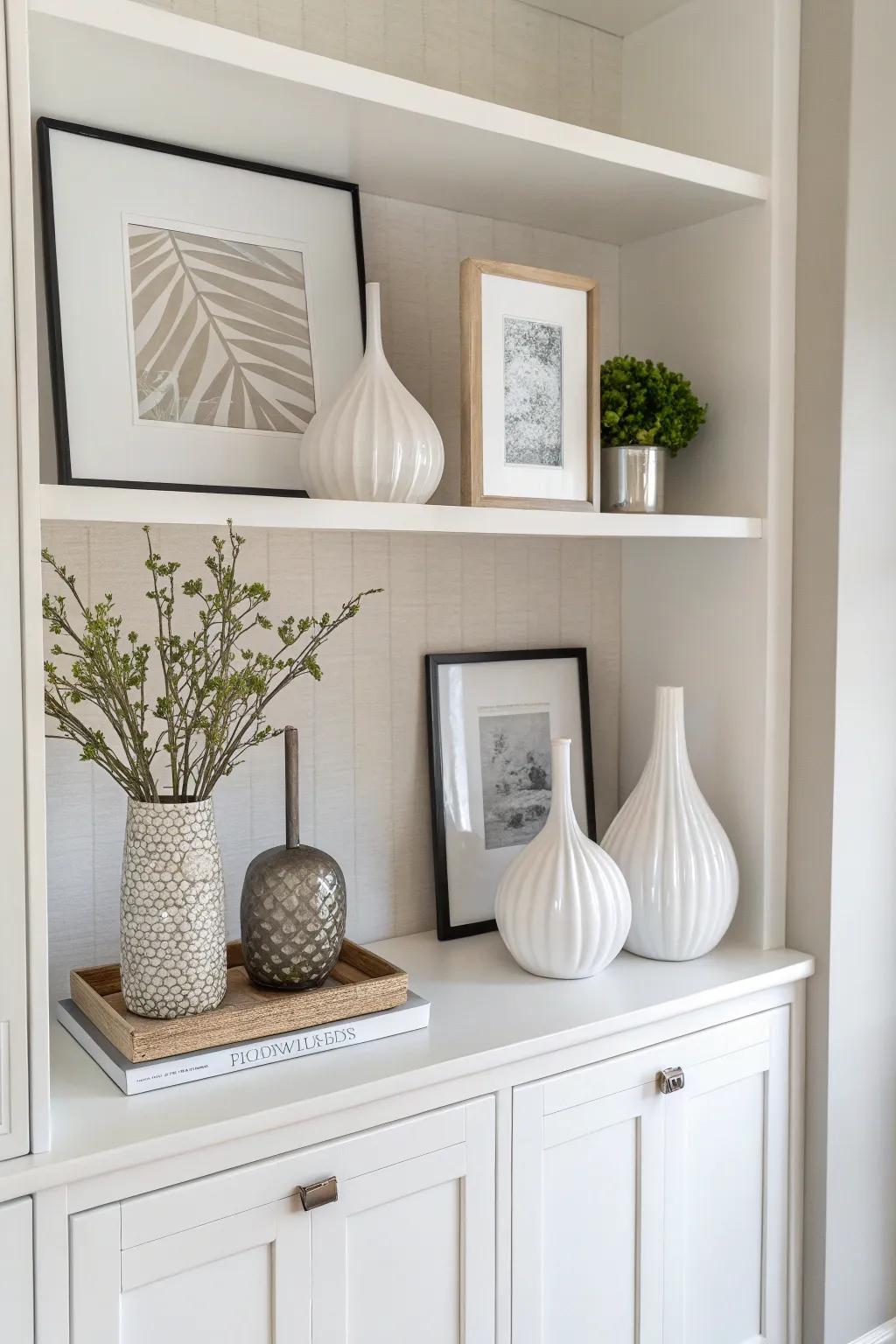 Minimalist decoration brings sophistication and elegance to the cabinet.