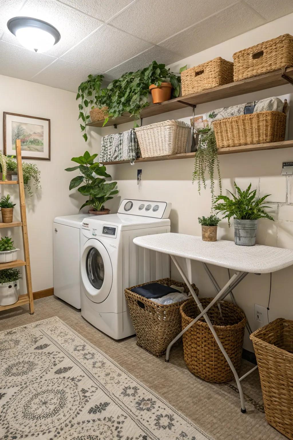 Functional decor adds both style and utility to your laundry room.