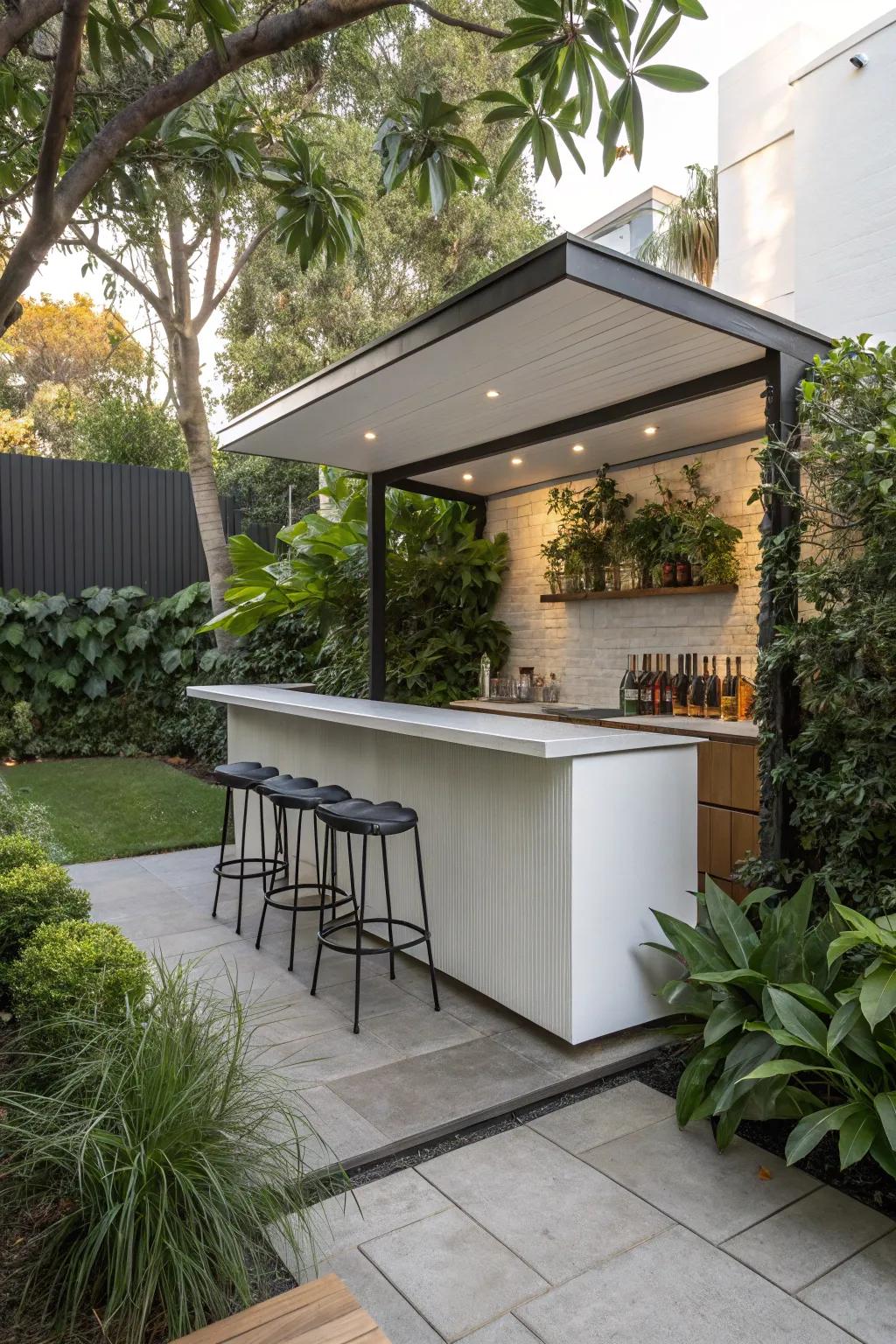 A minimalist bar design perfect for small outdoor spaces.