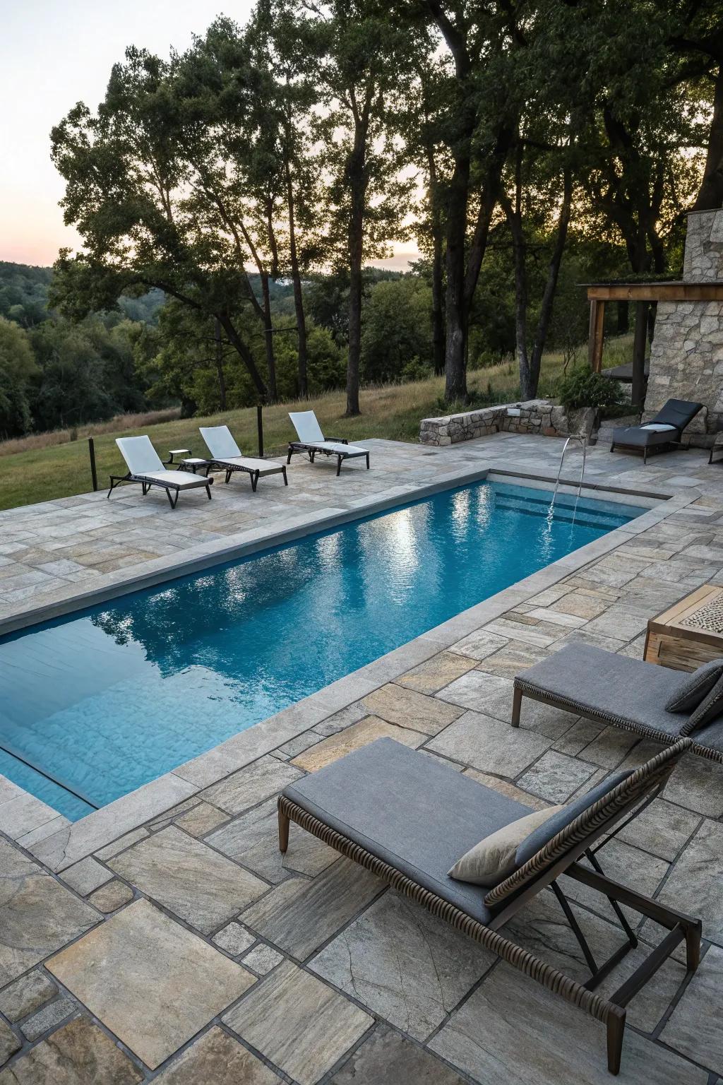 Modern ground materials enhance the pool's style.