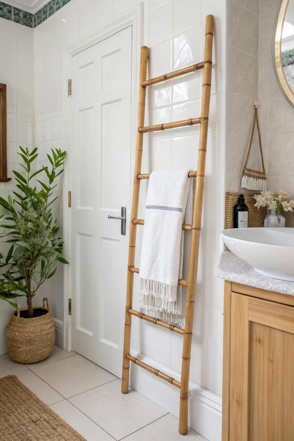 Space-saving and eco-friendly: the bamboo door rack.
