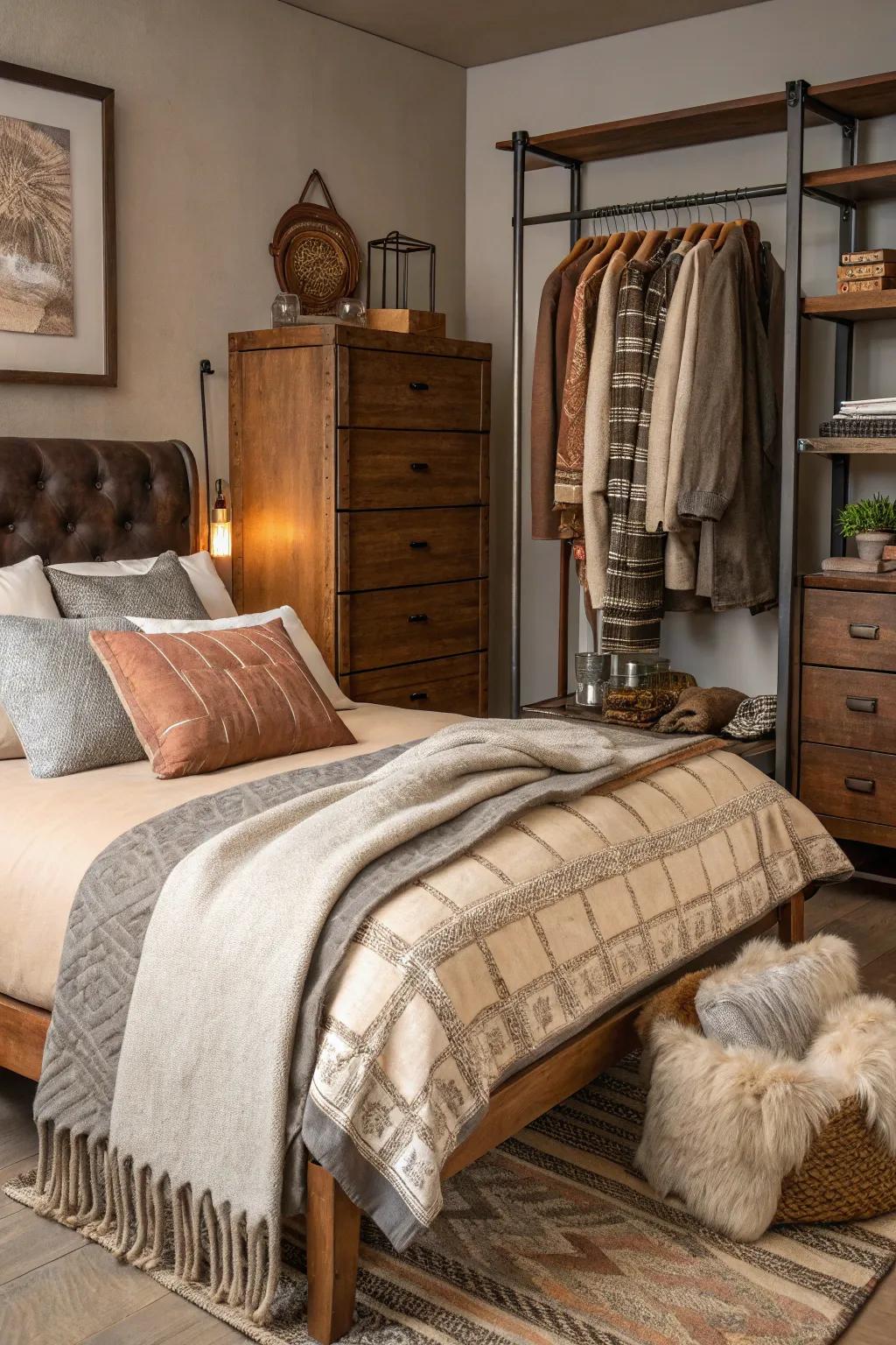 Layered textures create a rich and inviting atmosphere.