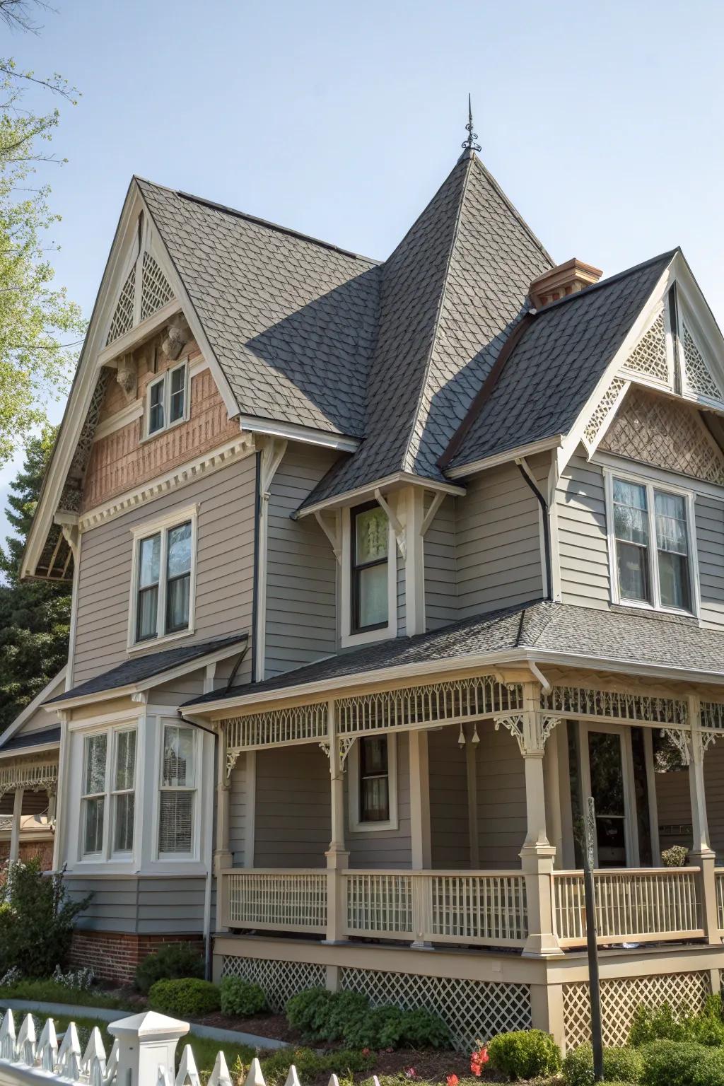 Vertical siding emphasizing architectural peaks