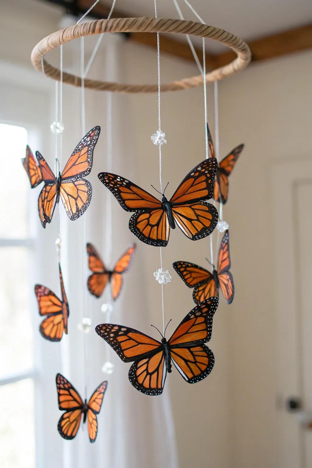 Convert any space with the fanciful elegance of a Monarch Butterfly Mobile.