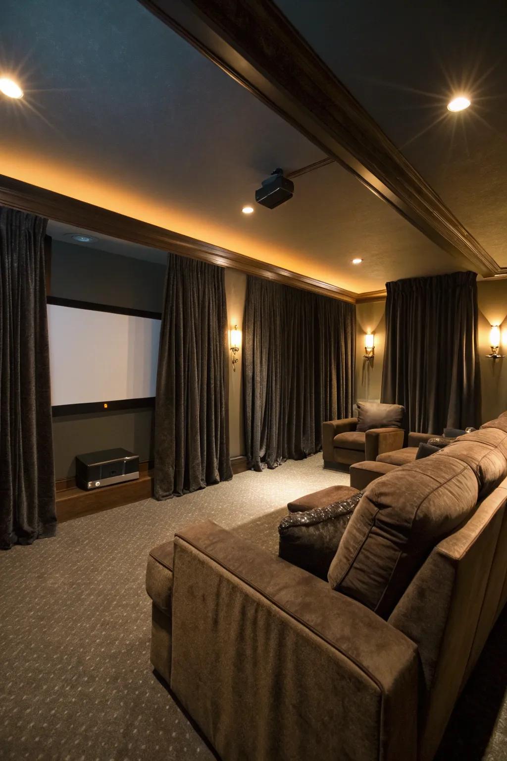 Darkening window treatments maintain distractions outside.