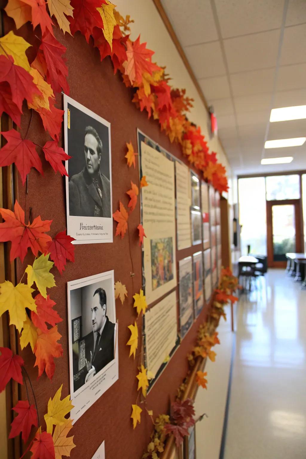 A seasonal musical bulletin board celebrating autumn.