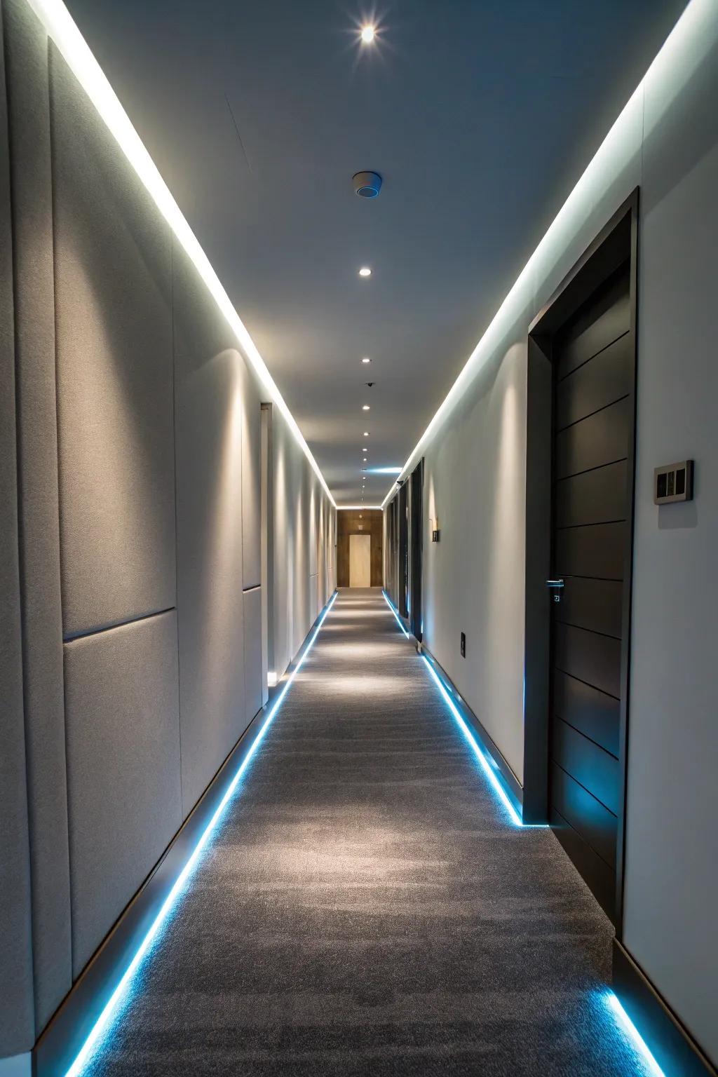 LED strip lights offer a sleek, modern lighting solution.