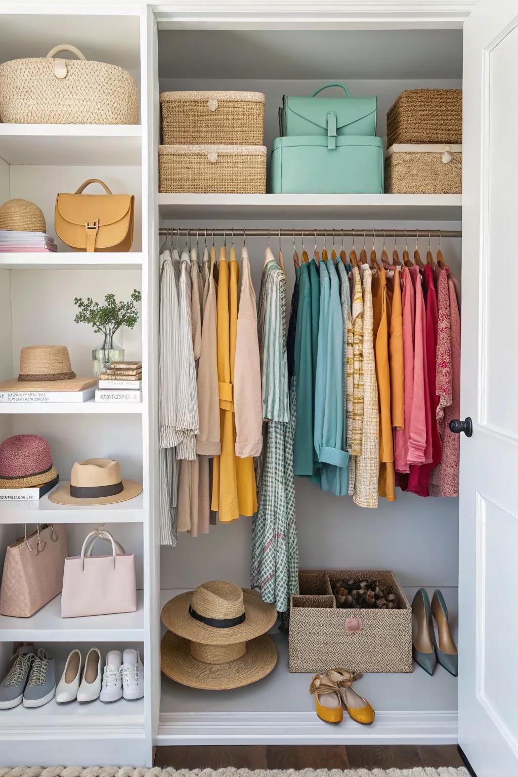 Decorative display in an open closet setting