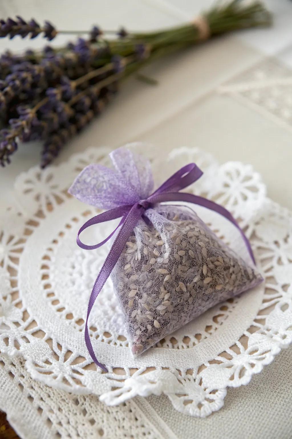 A relaxing lavender pouch for a serene ambiance.