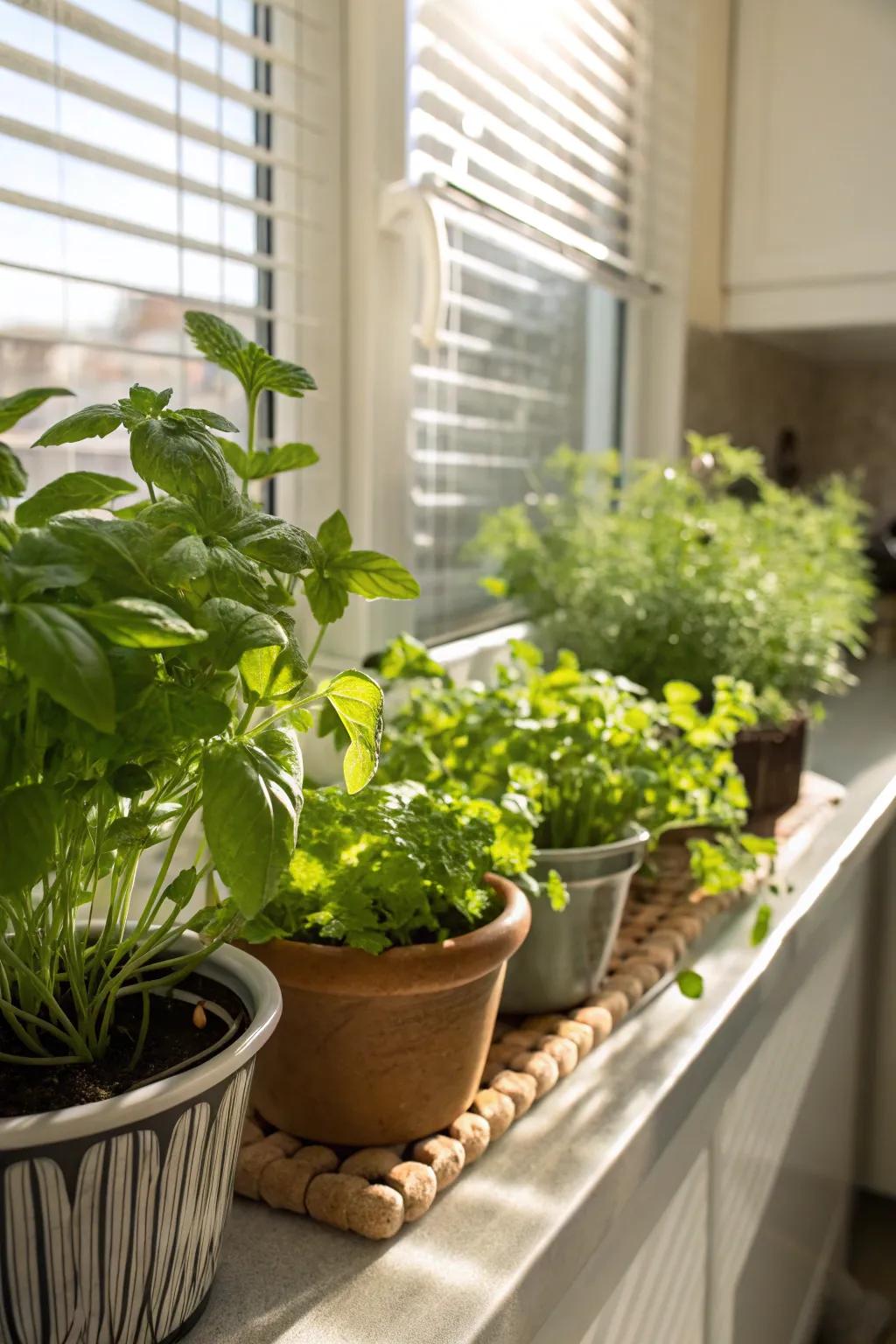 A flourishing herb garden bestowing fresh tastes to family dishes.
