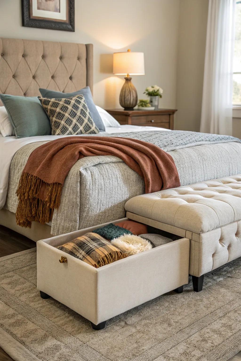 Amplify functionality using a stash ottoman.