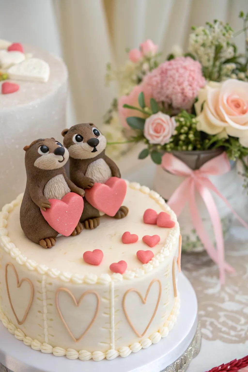 Cherish affection with a Valentine’s-themed otter cake.