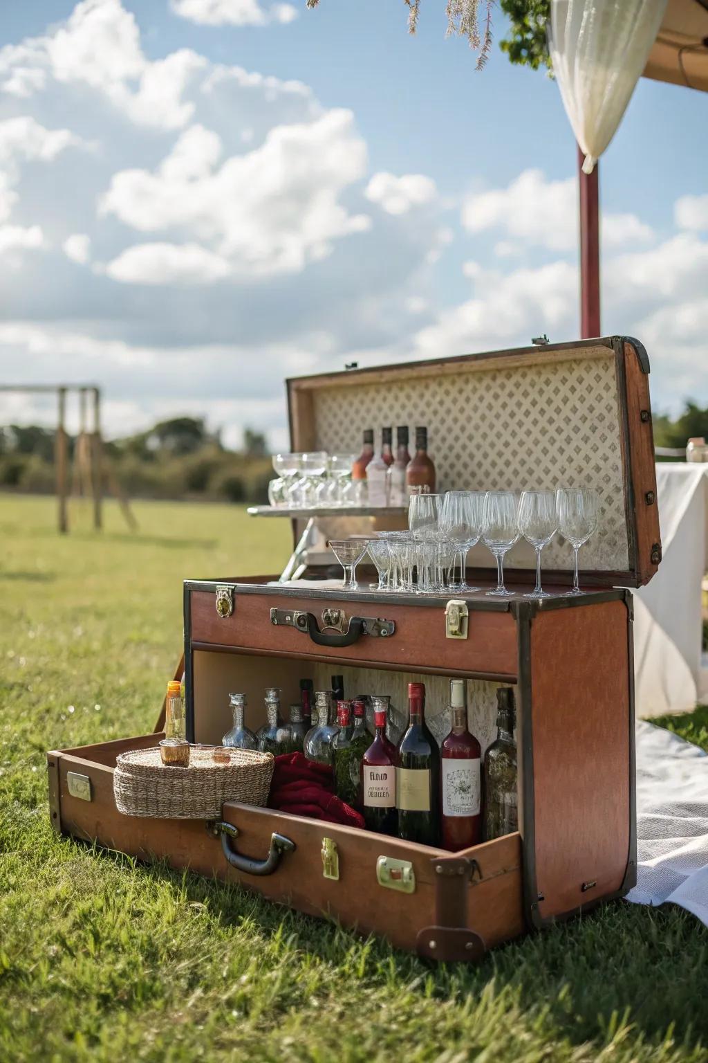 A retro luggage bar feature enhances your outdoor occasions.