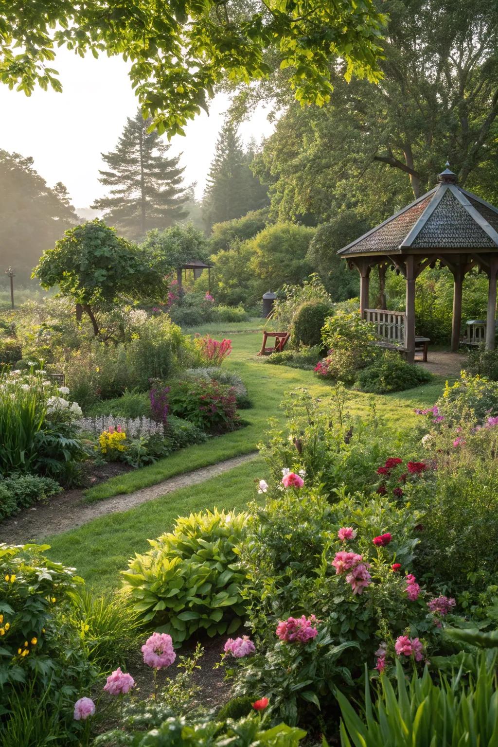 Let the charm of nature take center stage in your outdoor spot with lush landscaping.
