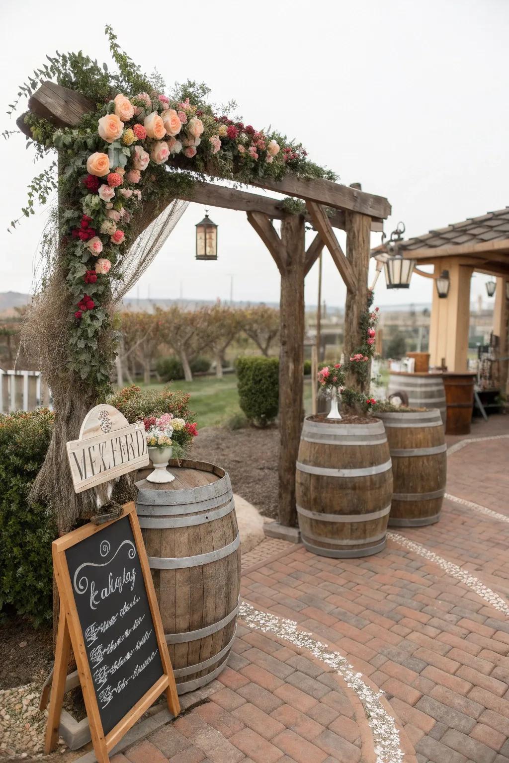 Inject countryside allure with farmhouse-inspired accents such as sturdy containers and timber signage.