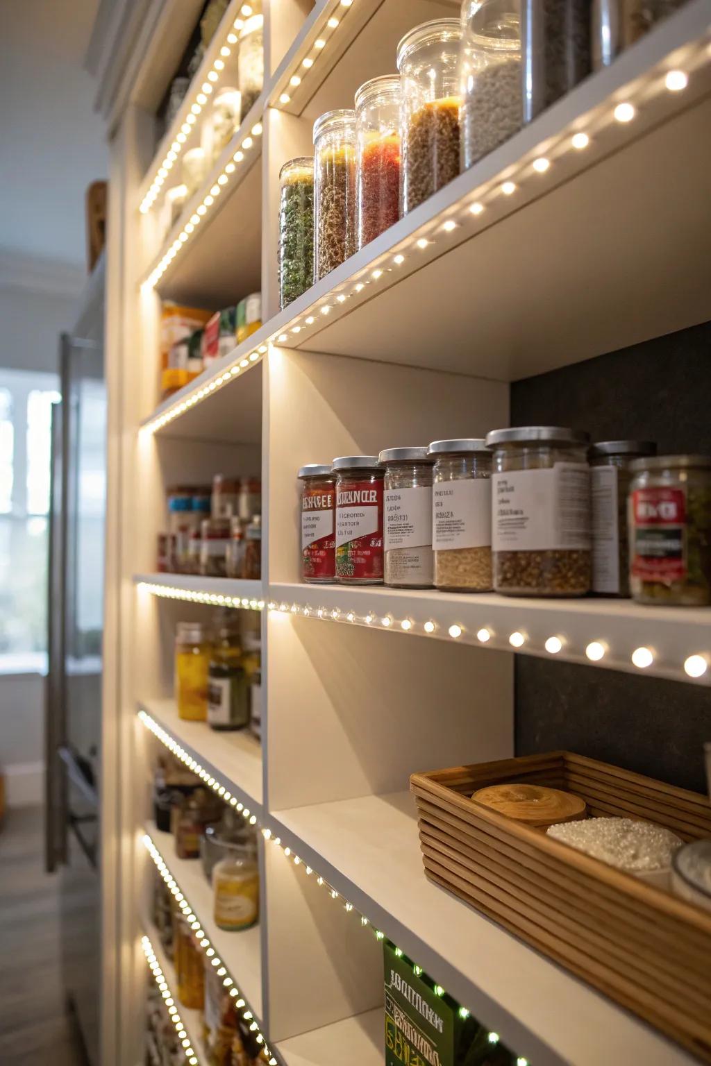 LED strips offer delicate yet effective illumination.