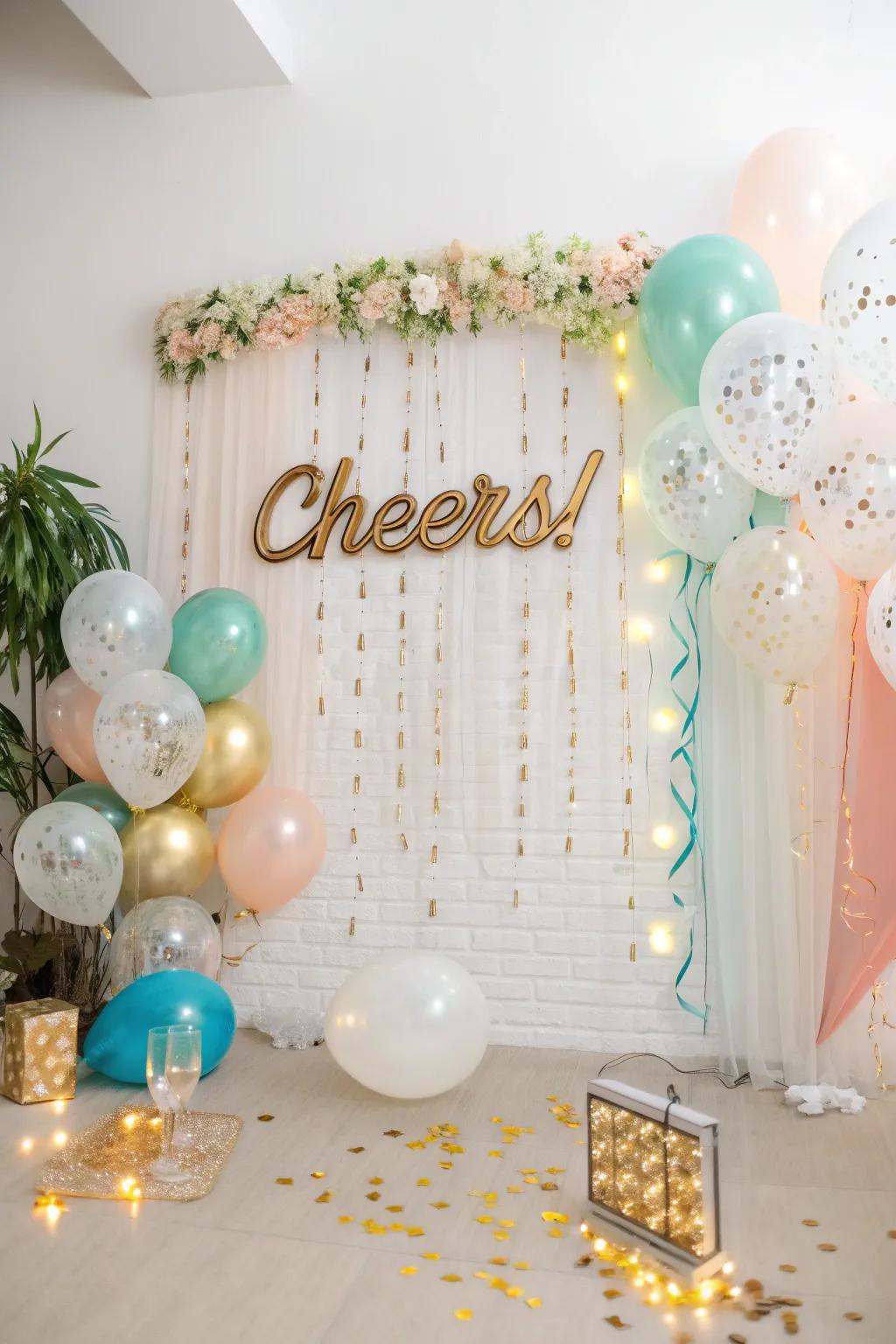 A thematic backdrop transforming into the party's premier spot for photo opportunities.