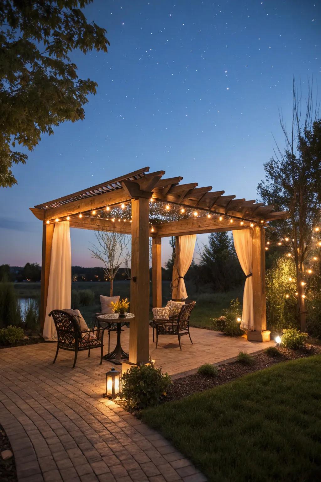 Integrated pergola illumination consistently elevates your patio's style.