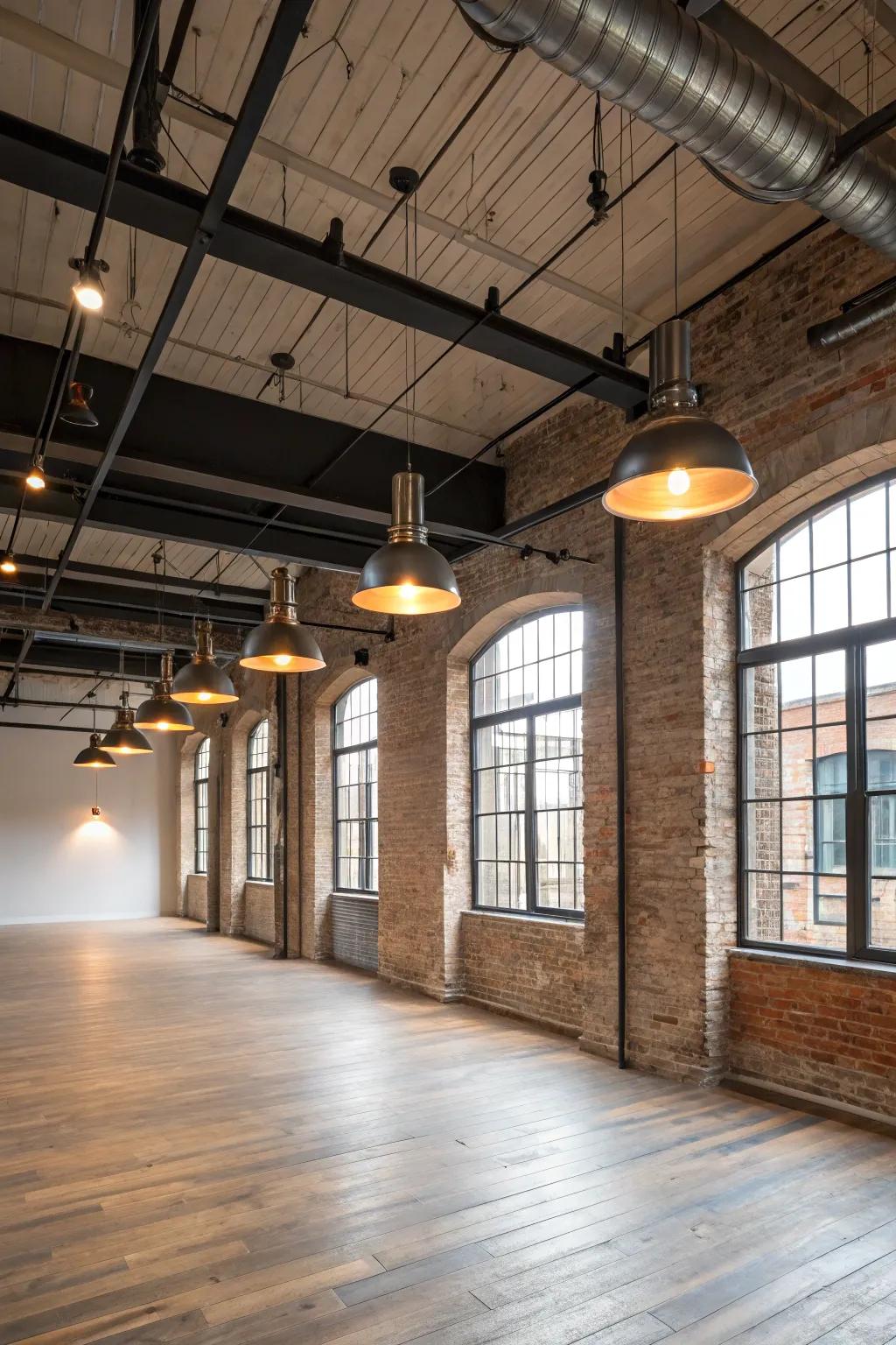 Industrial pendants add an edgy touch to urban decor.