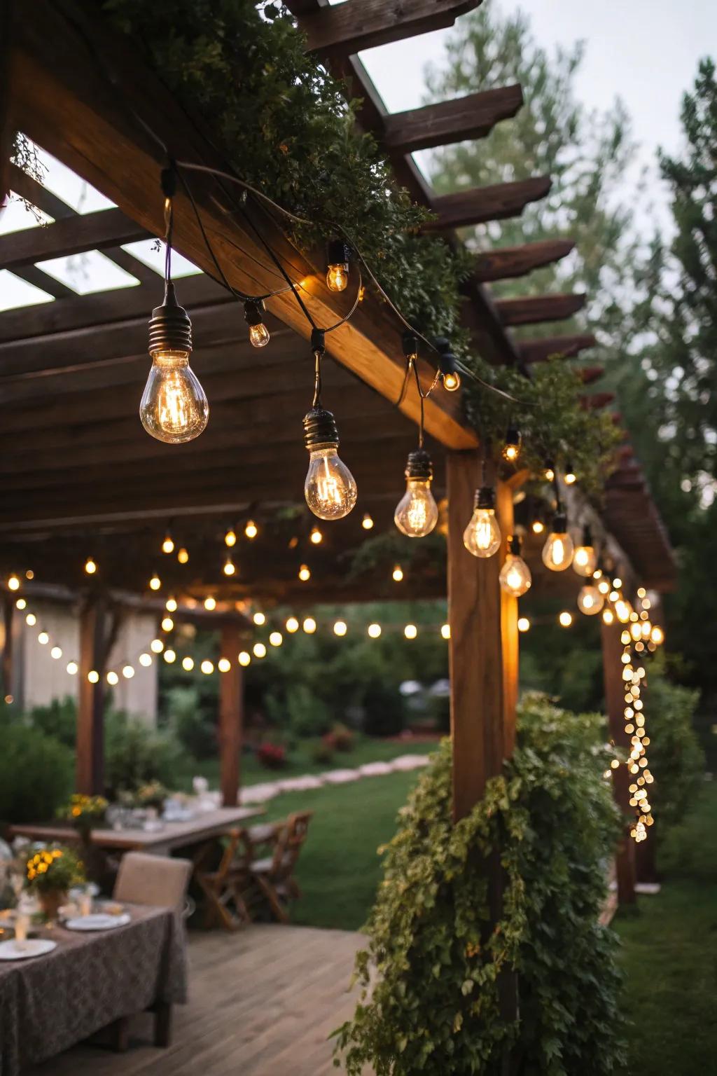 Add a vintage touch with the charming glow of Edison bulbs.