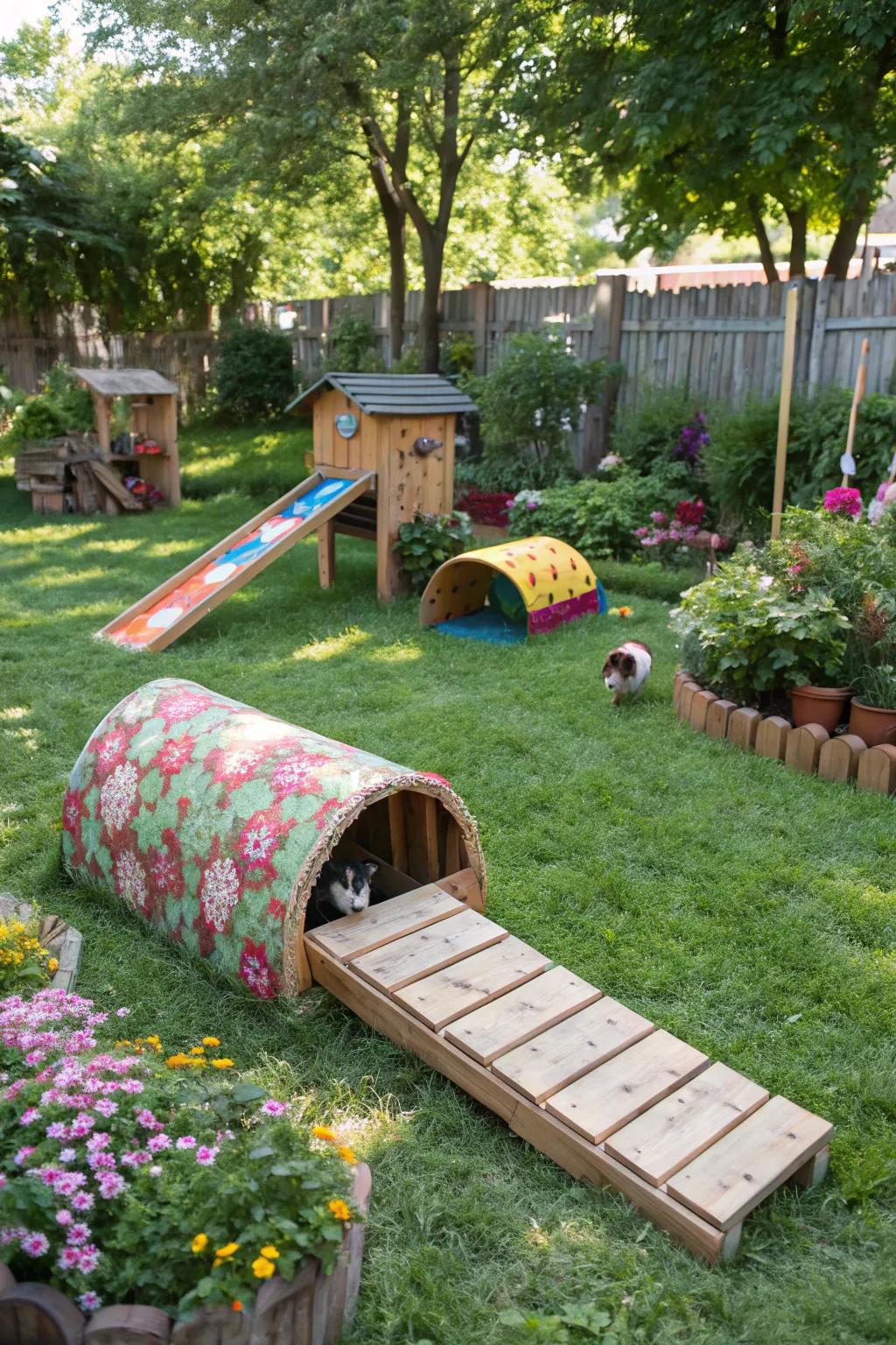 Participatory play installations offer countless fun for energetic pets.