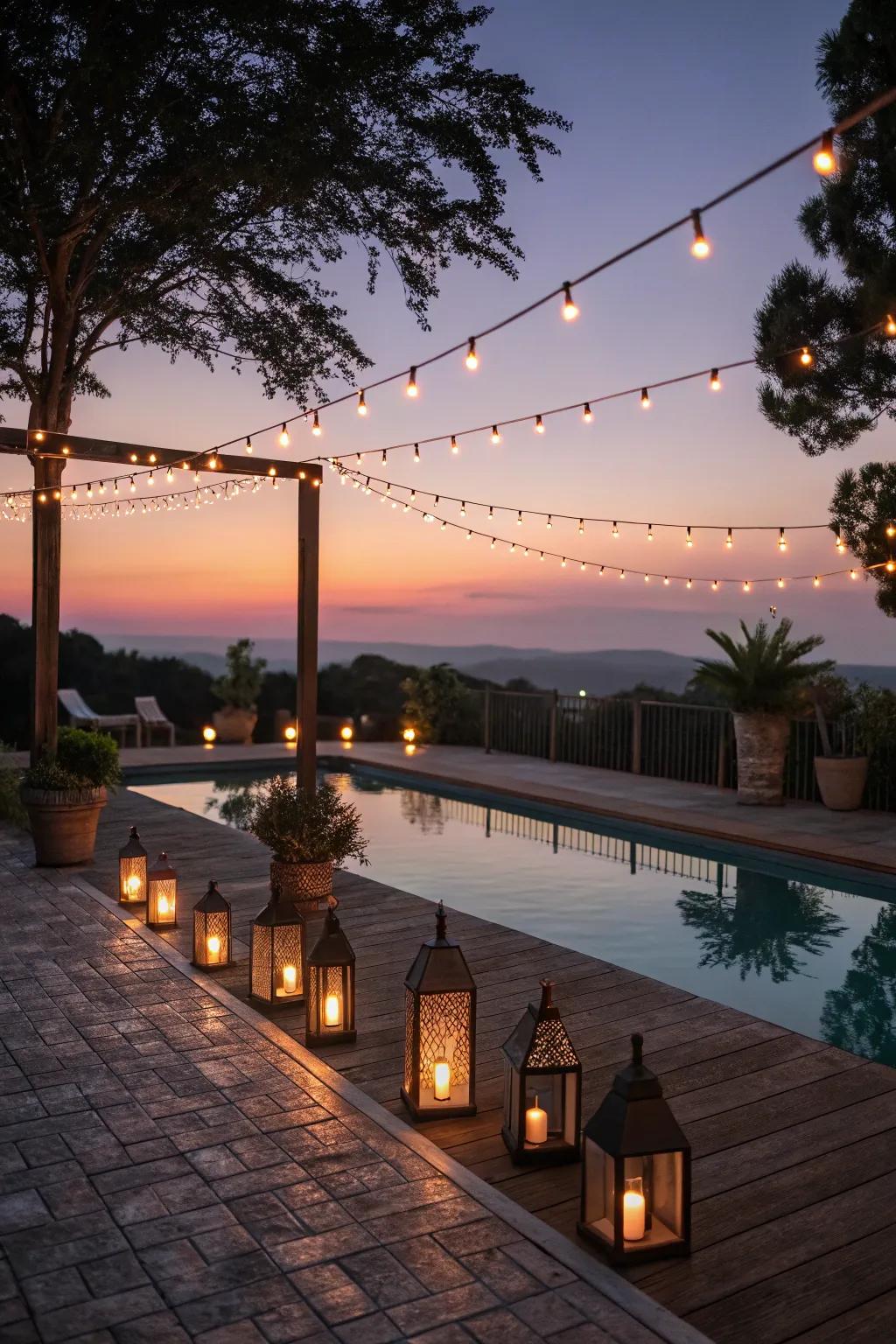 Soft lighting transforms your pool area into a magical evening escape.