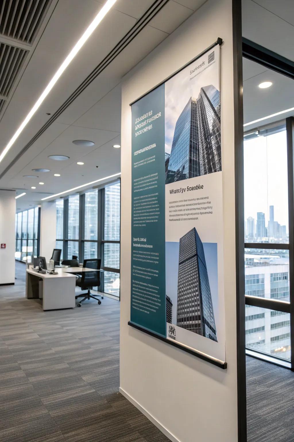 Refined corporate posters enhance any working domain.