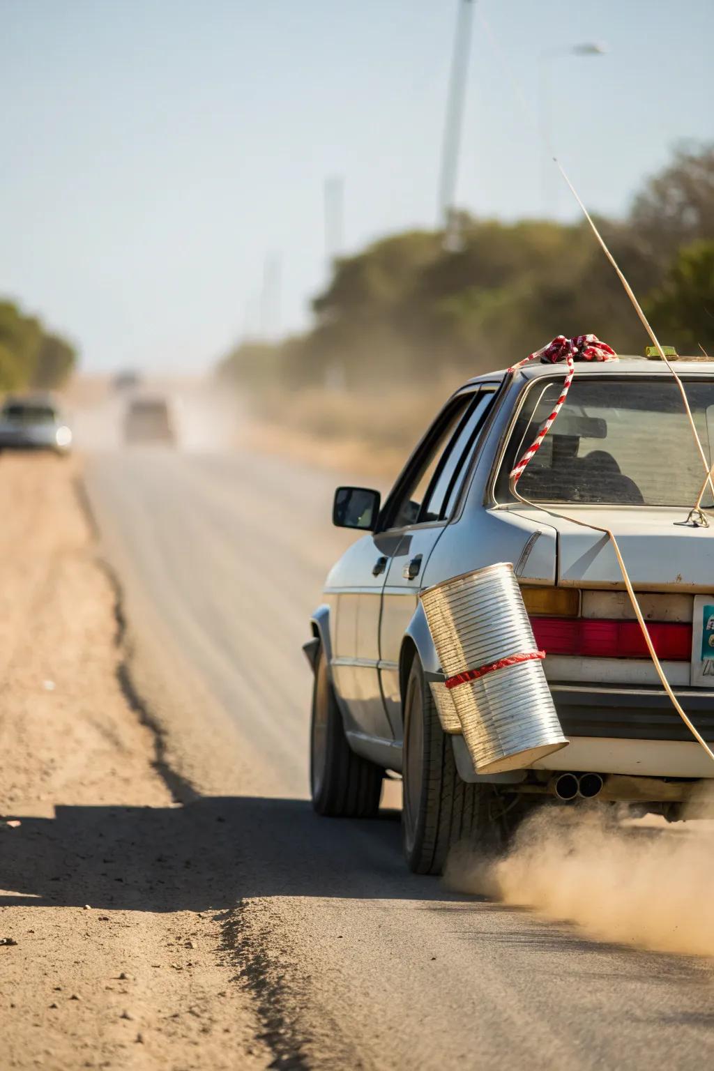 Tin cans clatter behind, a classic and charming custom.