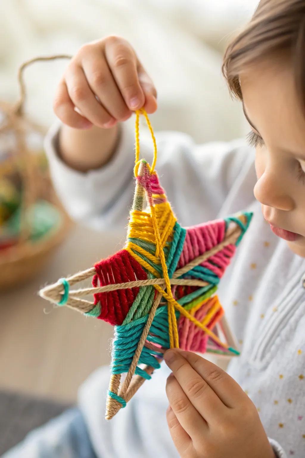 An enchanting strand star ornament, bestowing a handmade impression on holiday festivities.