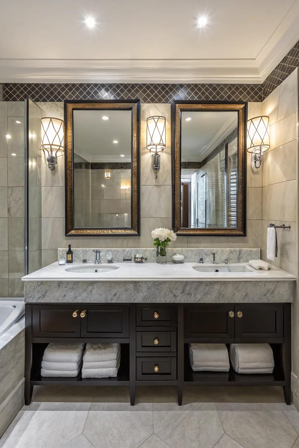 Multiple sinks combine practical use with refinement.