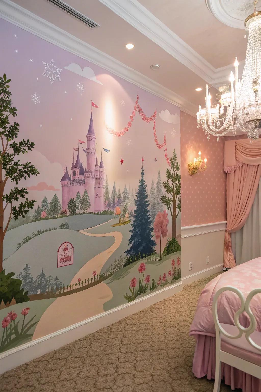 Wall decals add a touch of whimsy to the decor.