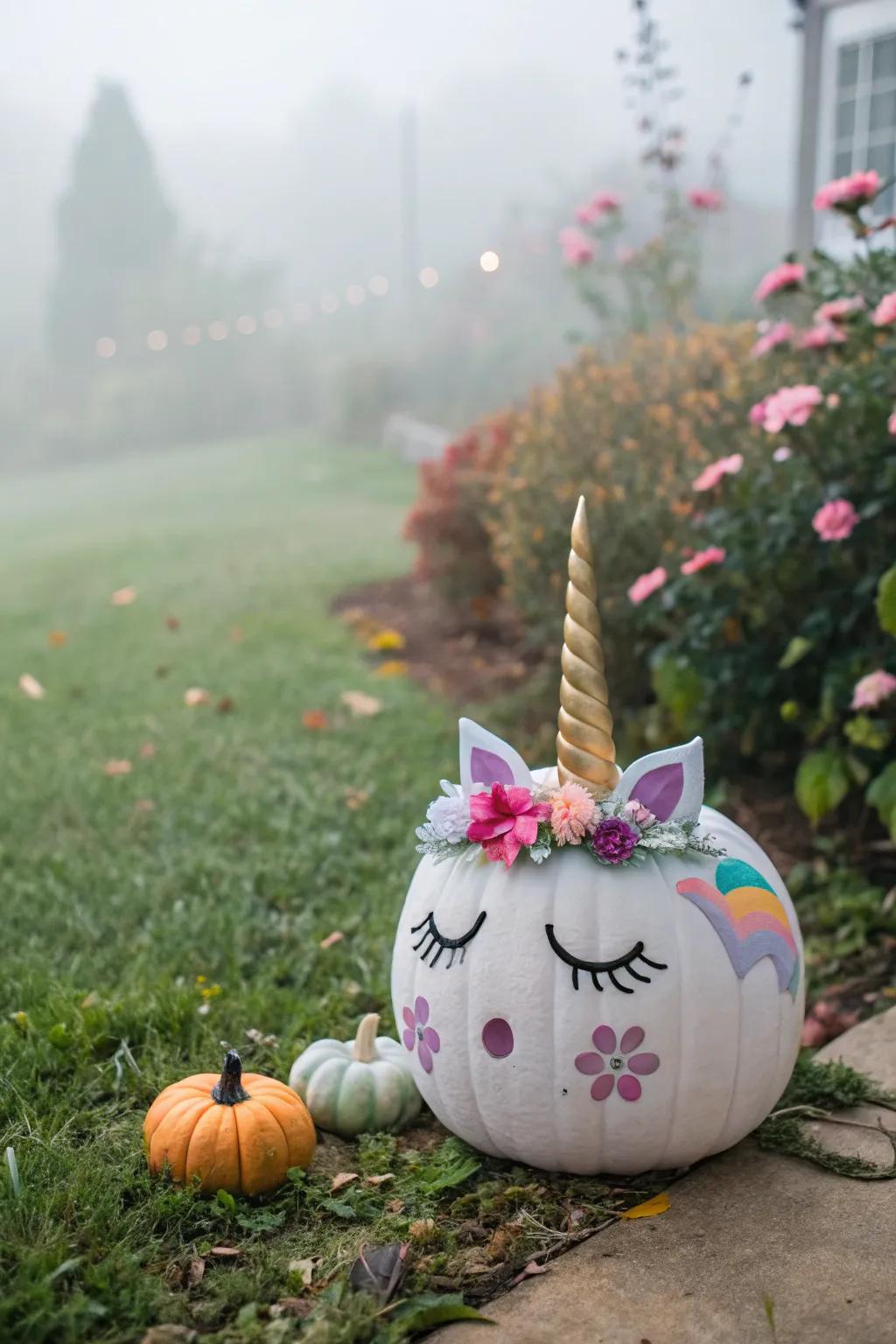 Unicorn pumpkins sprinkle magic into autumn festivities.