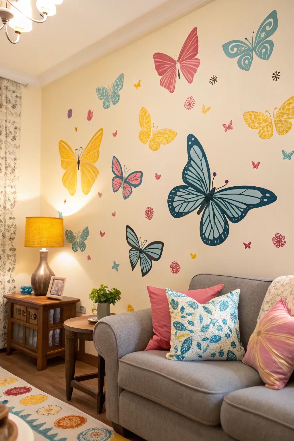 Breathe life into your walls with colorful butterfly artwork.