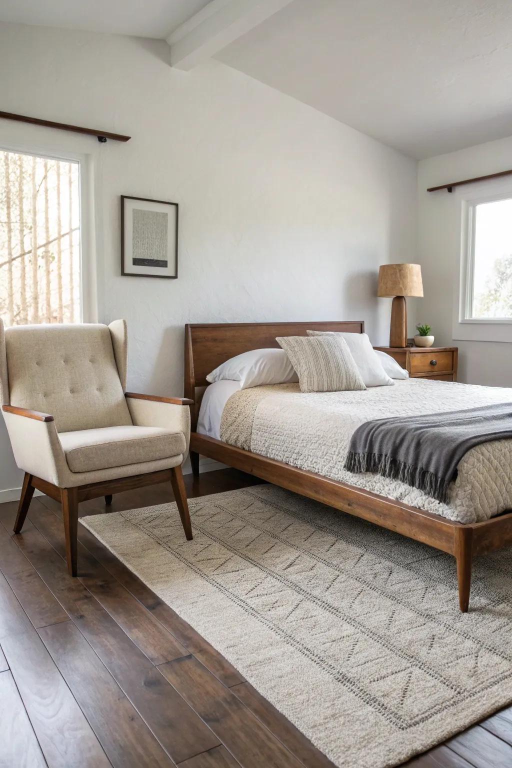 Mid-century modern furniture blends retro and modern.