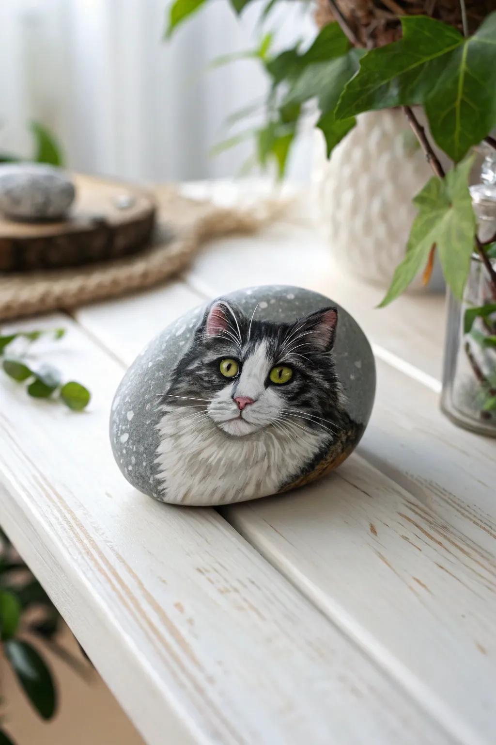 Bring charm to your area with delightful animal rock art! 🐱✨ #CraftedWithLove #ScandiBohoStyle