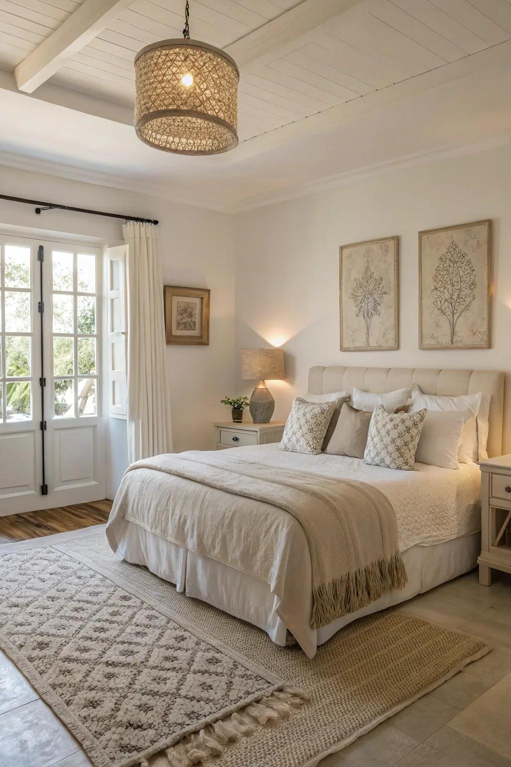 Pale colors bring warmth and calmness to the boudoir.