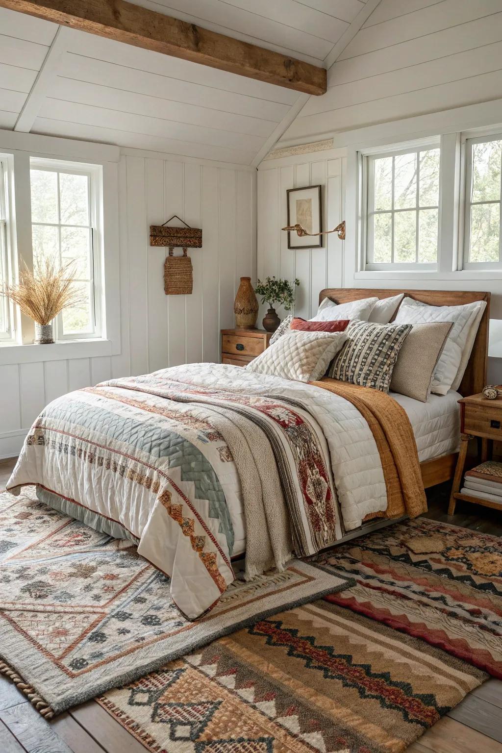 A comfortable and welcoming atmosphere produced by stratified fabrics.