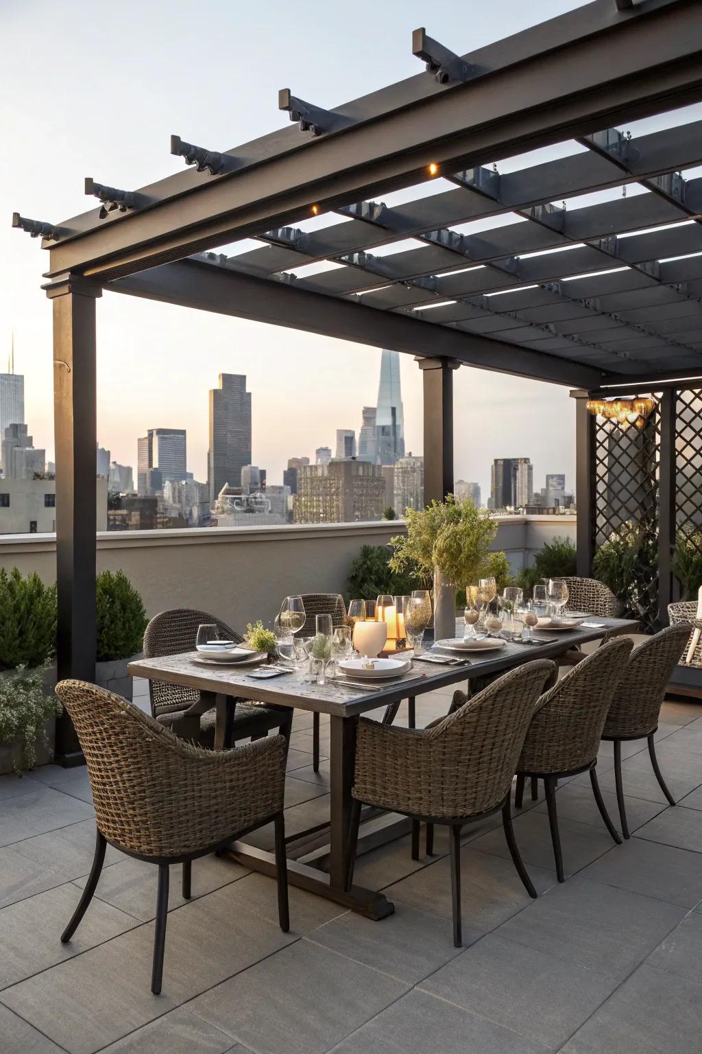 Dining al fresco on a rooftop is a wonderful experience.