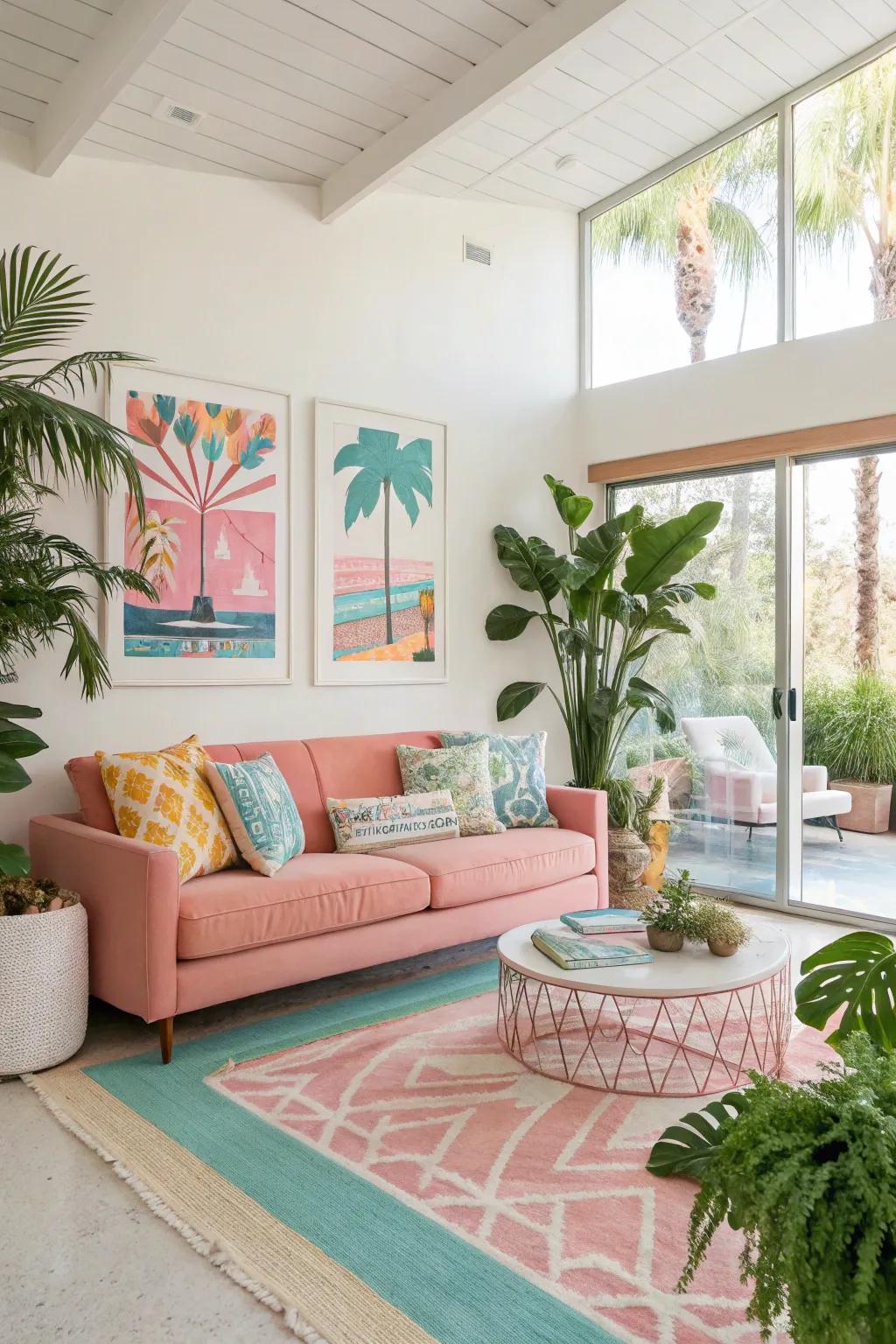A modern living space showcasing vibrant Desert Oasis-inspired colors.