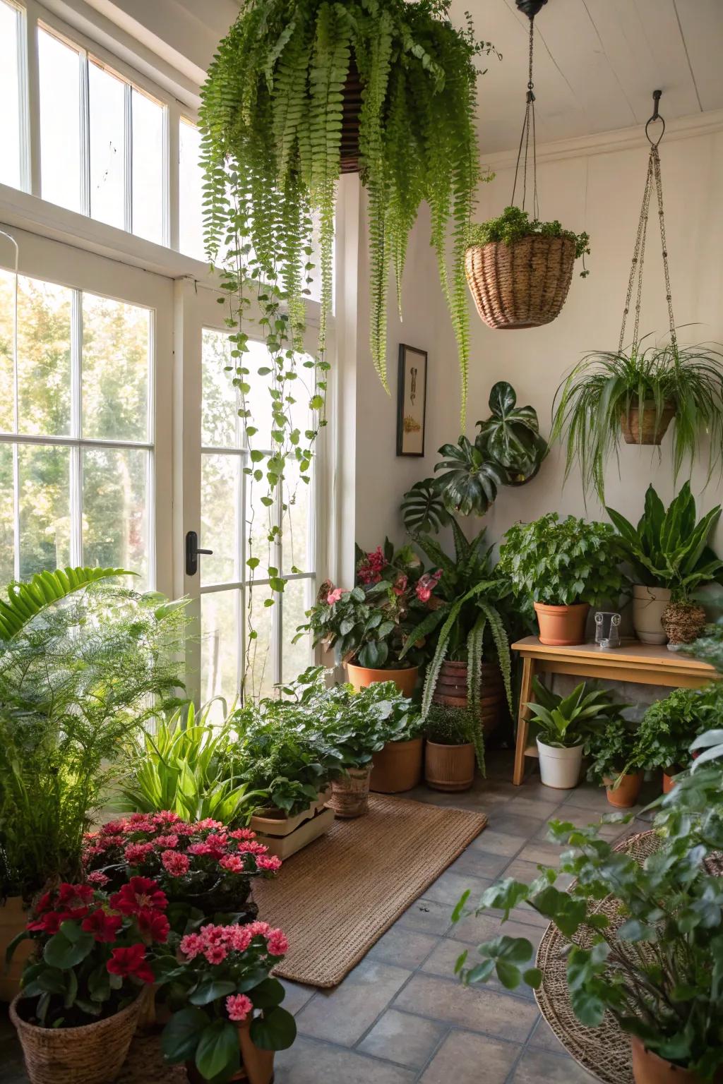 Plants breathe vitality and color into this room.