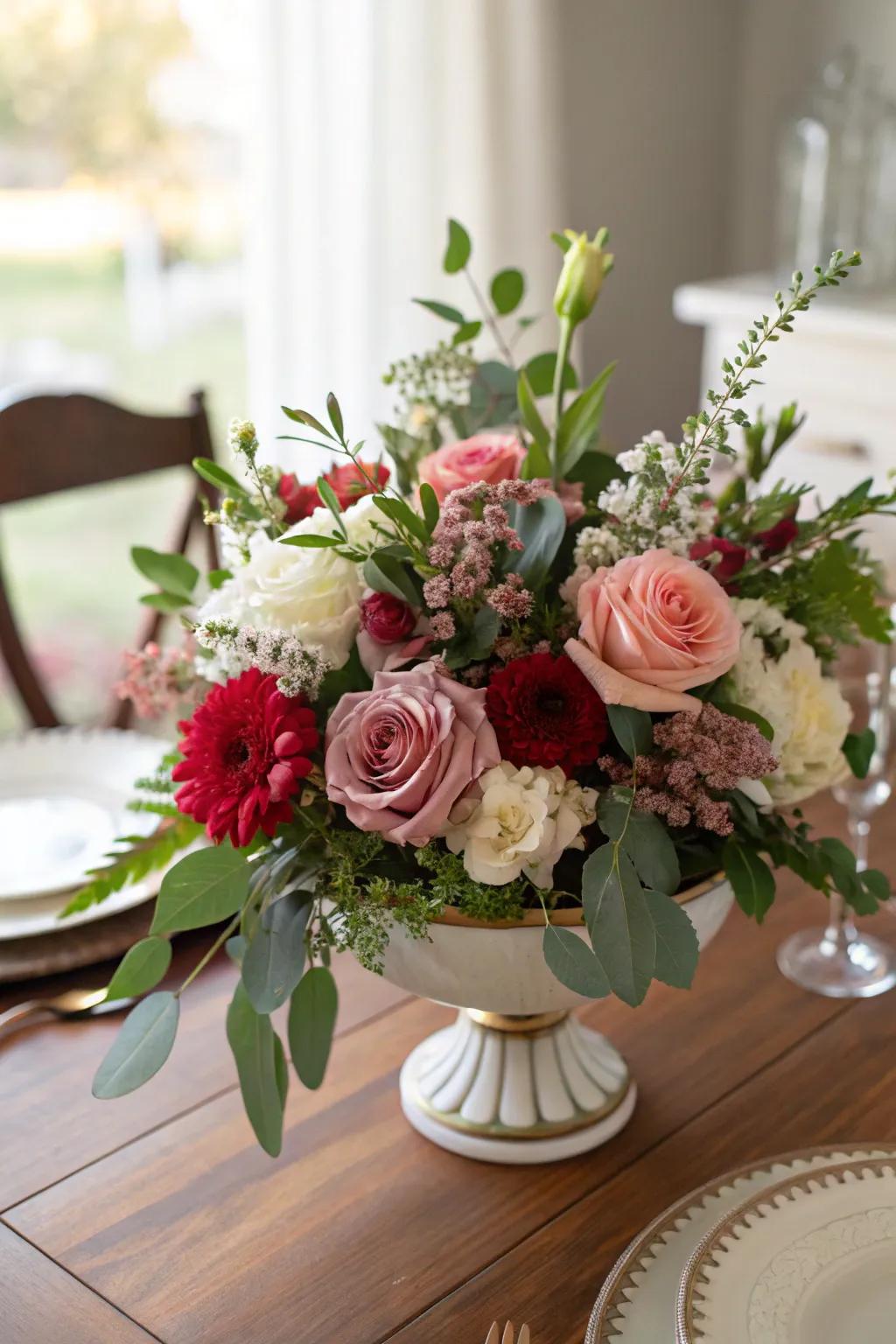 An animated blended bloom selection optimal for dining table d&eacute;cor.