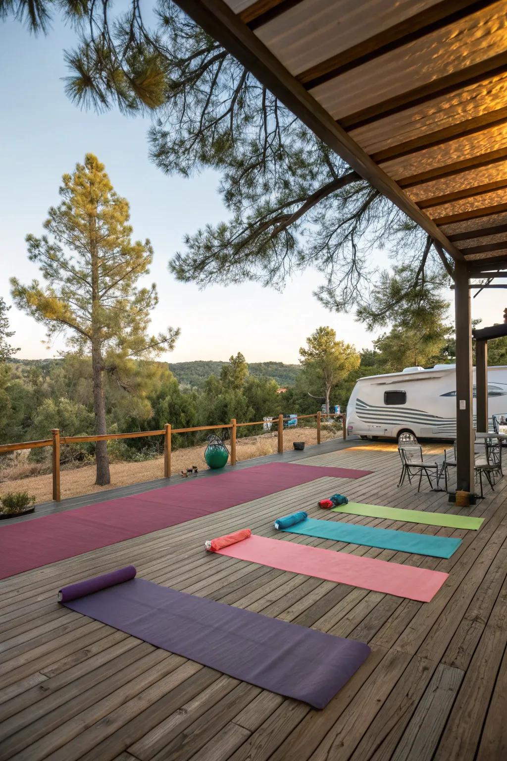 A peaceful yoga platform offering relaxation and community.