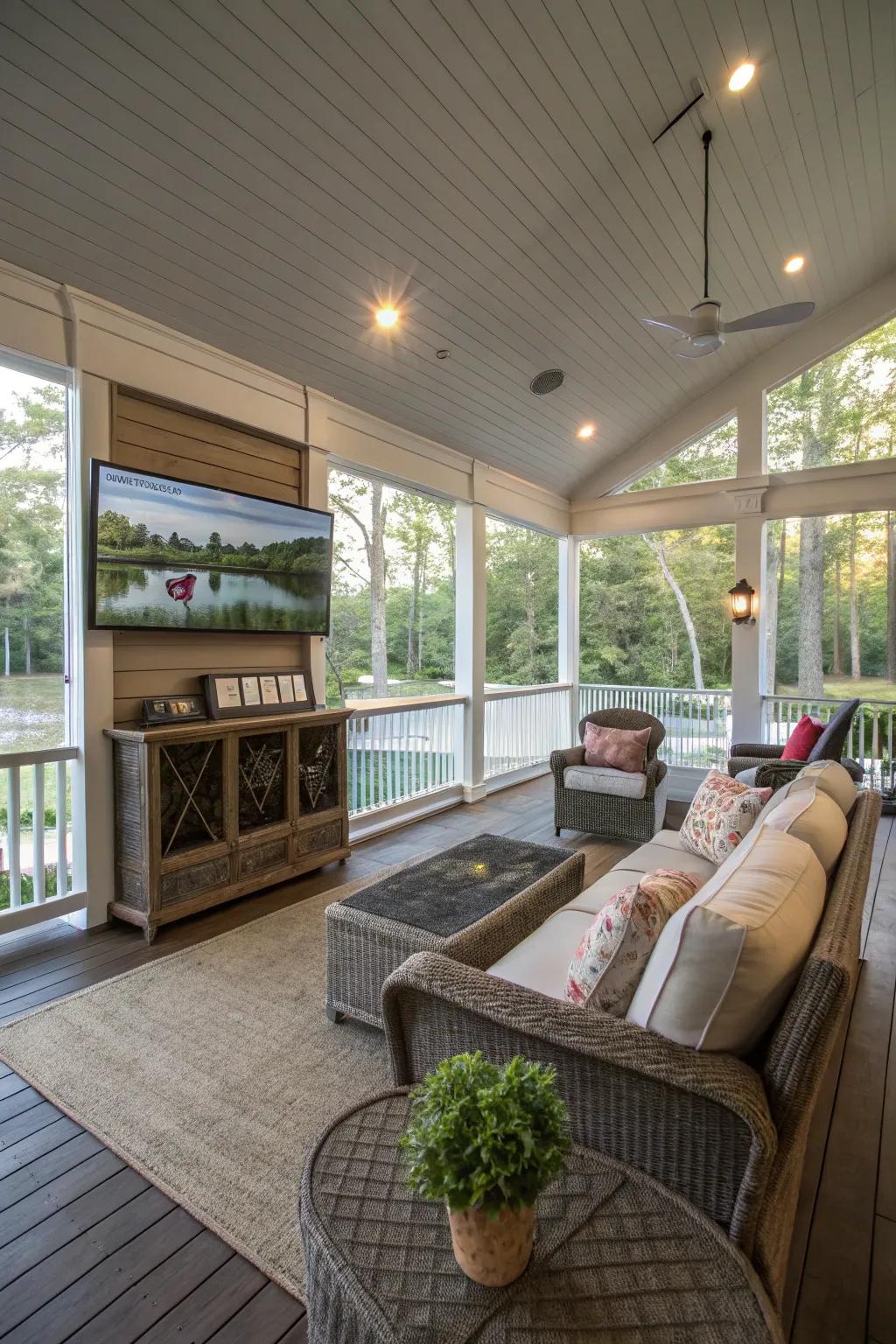 An entertainment-centric porch blends relaxation and fun flawlessly.