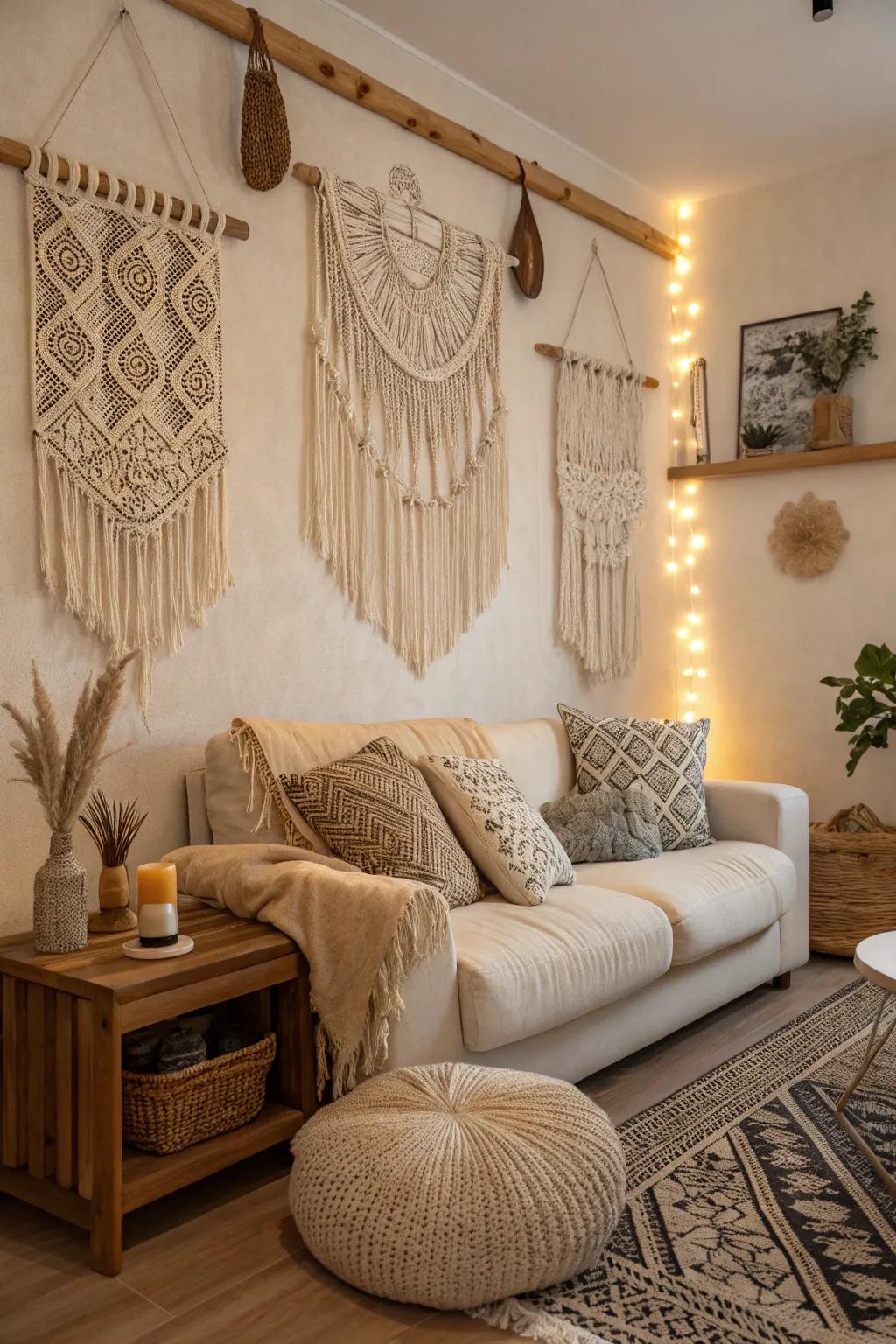 Embrace boho style with this textured selfie backdrop.