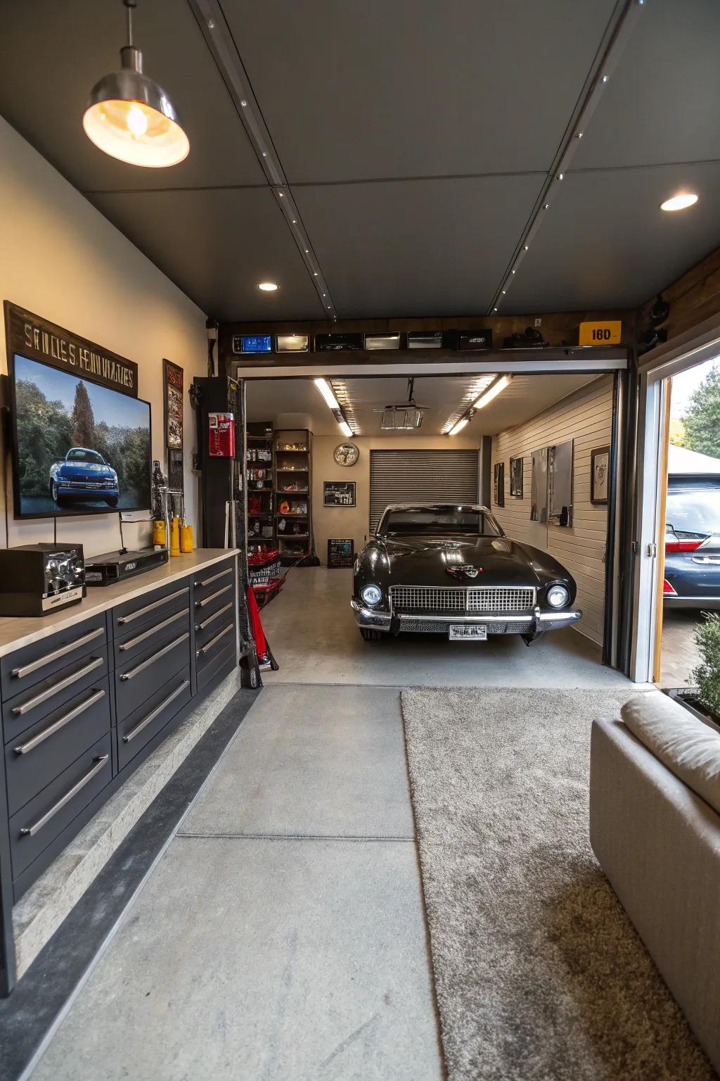 A garage setup adds function and a cool, edgy style.