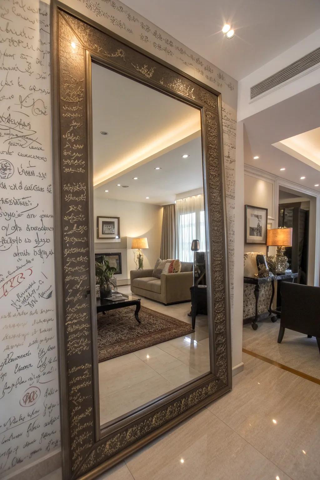Reflective greeting panels infuse refinement and classiness.
