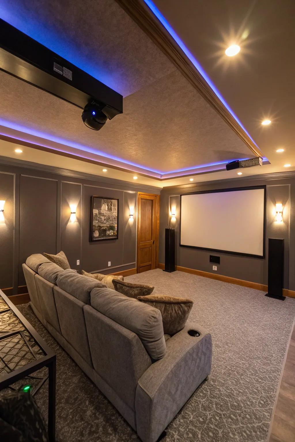 Subtle illumination enhancing the cinema-viewing experience.