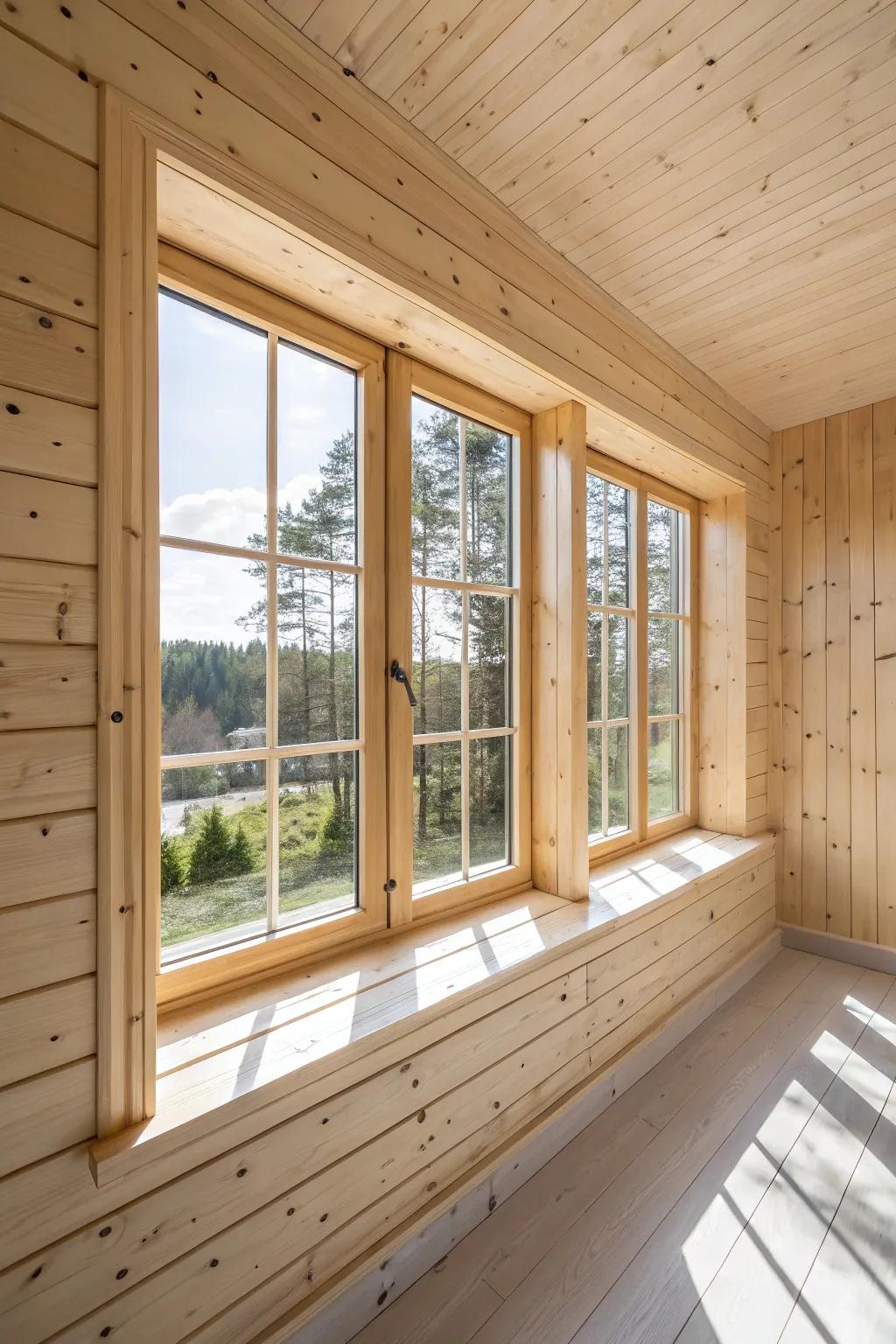 Spruce timber trim delivers a raw and flexible look.