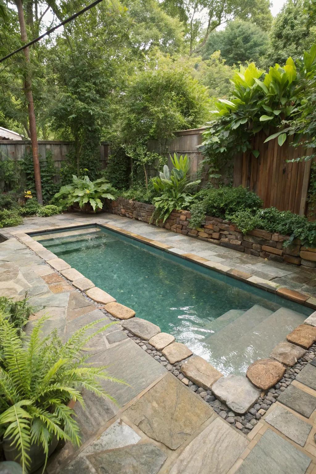 Unprocessed rock trim accentuating the pool's innate appeal.