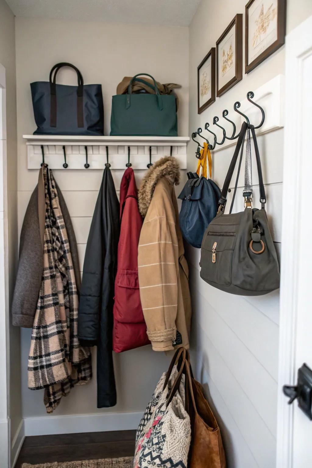 A well-organized hook array keeps essentials within reach.